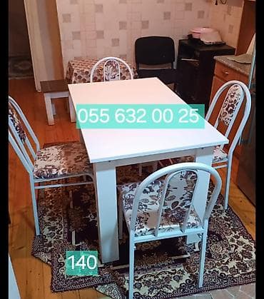 metbex stol stulu: Mətbəx üçün, Yeni, Açılmayan, Dördbucaq masa, 4 stul — 1