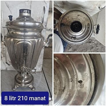Klassik metal samovar – 8 litr həcm - Material: parlaq metal/krom