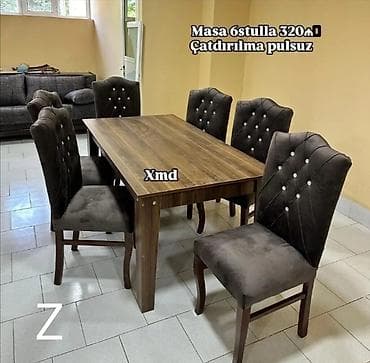 metbex kunc divan desti: Qonaq otağı üçün, Yeni, Açılmayan, Dördbucaq masa, 6 stul — 1