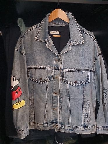brend kurtka: Mickey Mouse temalı cins gödəkçə - Material: klassik açıq mavi denim — 3