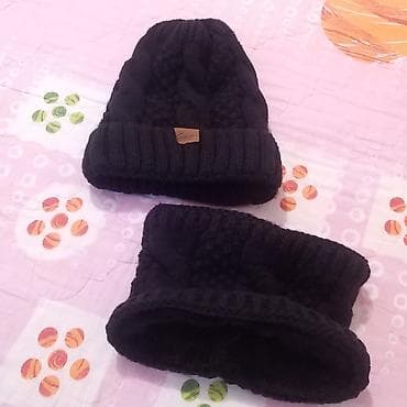 toxunma corab: Qış dəsti – toxunma papaq və boyunluq - Rəng: qara - Material: qalın — 1