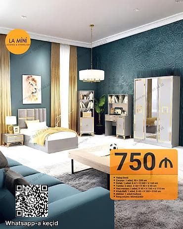 LA MİNİ – Yataq Dəsti Tərkib və ölçülər: - Çarpayı: 1 ədəd, 90 × 200