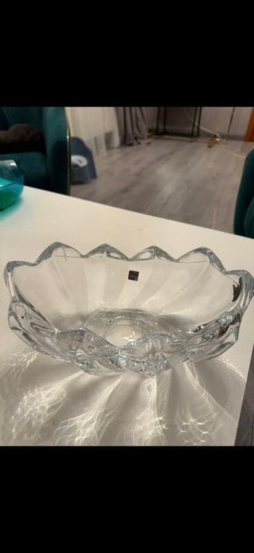 şüşə qab: Şüşə meyvə/qəlyanaltı qabı - Material: qalın, keyfiyyətli şəffaf şüşə — 4