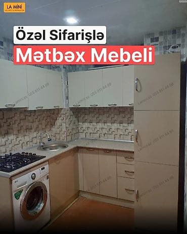 Мебель на заказ: Özəl sifarişlə mətbəx mebeli – L-mini stilində lakonik və minimalist — 1