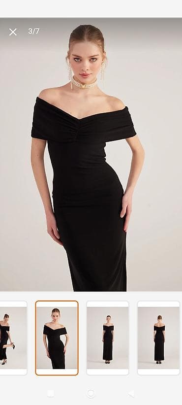 qara sade donlar: Qadınlar üçün elegant uzun qara don 36 bədən eyni şəkildəki model — 1