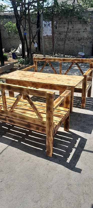 bağ ucun stollar: Taxta mebel dəsti — 2