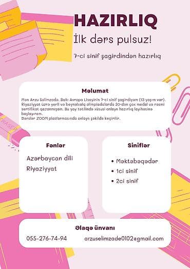 daye isi axdaram: Məktəbəqədər və ibtidai sinif hazırlığı, Azərbaycan dili, Fərdi, Qrup, Onlayn — 1