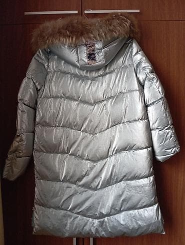 Paltolar: Gümüşü rəngli qadın qış paltosu (uzun, şişmə model)13 14 15 yawa geder — 2