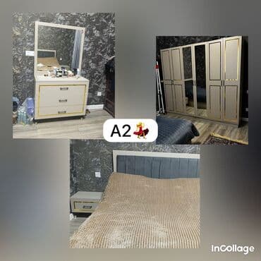 Салонная, медицинская мебель: Двуспальная кровать, Шкаф, Трюмо, Тумба, Б/у — 1