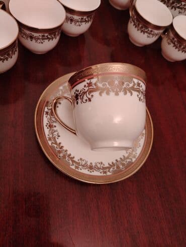 çay qaşığı: Çay dəsti, rəng - Qızılı, Farfor, 6 nəfərlik, Türkiyə — 3