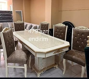 parda tul: Zərif klassik üslubda yemək dəsti: - 1 ədəd düzbucaqlı masa: ağ-qızılı — 1