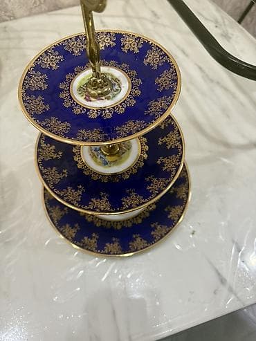 cerez: Tort və şiriniyyat qabı, rəng - Göy, Farfor — 1
