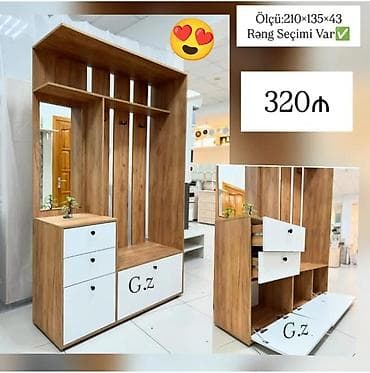 Dəhliz üçün çoxfunksiyalı paltar asqısı və dolab dəsti. Ölçü: 210 ×