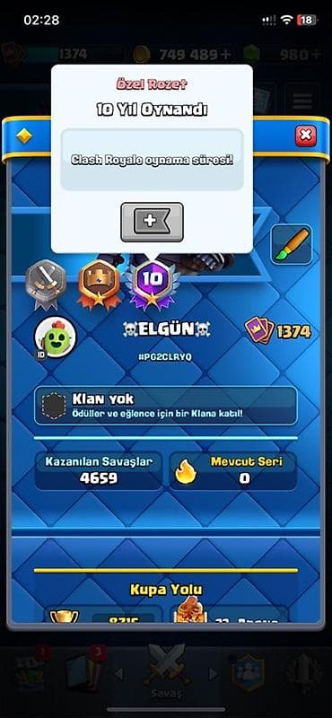 Digər: Clash Royale hesabı – uzunmüddətli aktiv profil - Xüsusi nişan: 10 — 1