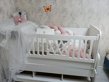 mebel instagram: Oğlan və qız üçün, Dördbucaq, Beşik, Dəst ilə, Matras ilə, Yellənmə mexanizm ilə — 1