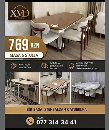 kontakt home metbex stolu: Masa və 6 ədəd stul dəsti – 769 AZN. - Müasir dizaynlı yemək masası — 1