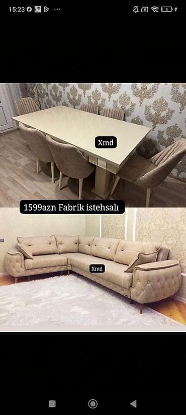 Ev üçün mebel: Fabrik istehsalı mebel dəsti - Yemək masası və 6 ədəd stul: Parlaq — 1
