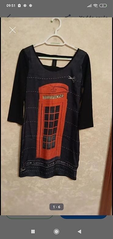 Qadın paltarı – London üslubu - Rəng: qara, ön hissədə qırmızı — 2