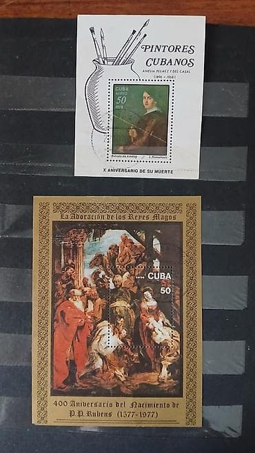 Kuba xatirə poçt markaları – 2 ədəd blok - Üst blok: “Pintores — 1