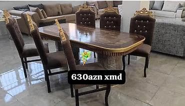 stol stul 2 ci el: Qonaq otağı üçün, Yeni, Oval masa, 6 stul — 1