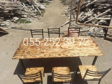 stol və stul dəstləri: Yeni, Kvadrat masa, 6 stul, Açılmayan, Stullar ilə, Taxta, Azərbaycan — 4