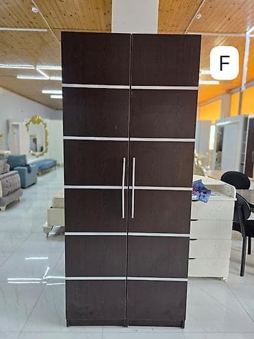 210: İşlənmiş, 2 qapılı, Qəhvəyi, Taxta, Açılan, Düz dolab — 1