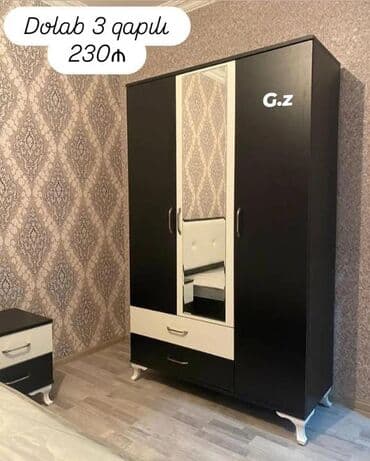 3 qapılı dolab: Açılan, 3 qapılı Düz dolab, Qarderob, paltar dolabı — 1