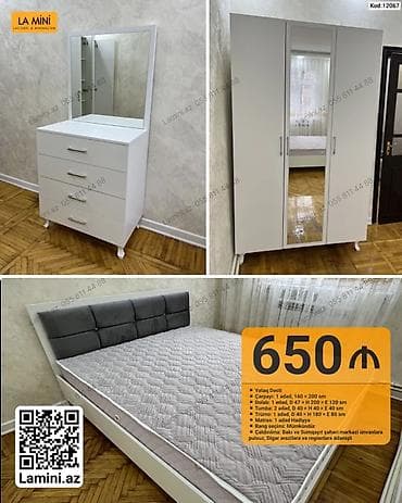 komodlar: Yataq Dəsti – Kod: 12067 Tərkib: - Çarpayı: 1 ədəd, 160 × 200 sm - — 1