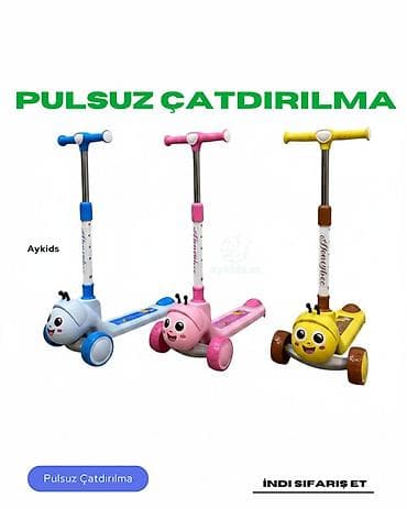 🛴🐞✨ Böcəkli İşıqlı və Musiqili Uşaq Samokatı! ✨🐞🛴 Balacalarınızın