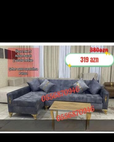 mətbəx ucun divan: Künc divan, Yeni, Açılan, Bazalı, Parça, Pulsuz çatdırılma — 1