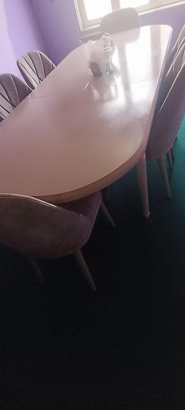 Qonaq otağı üçün, Yeni, Açılan, Oval masa, 6 stul