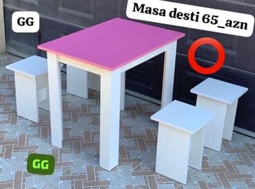 Mətbəx üçün, Yeni, Açılmayan, Dördbucaq masa, 4 stul — 2
