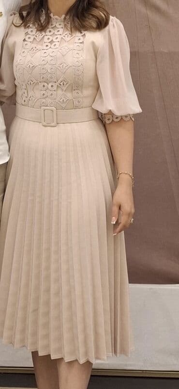 Bej rəngli zərif midi don - Üst hissə: Ön paneldə dekorativ deşikli