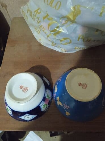 Çaydanlar və qəhvədanlar: Kasalar, 2 ədədli dəst, rəng - Göy, Farfor, Rusiya — 2