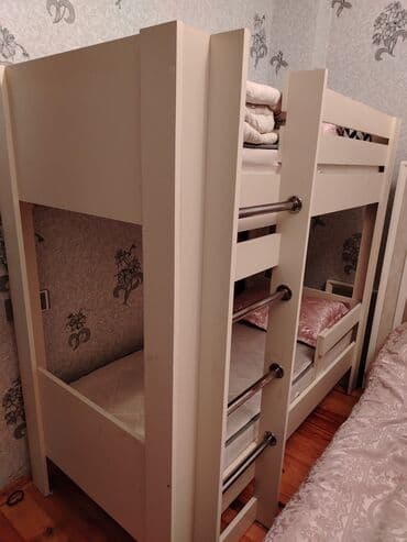 купить кровать трансформер: Uşaq üçün iki mərtəbəli çarpayı - Rəng: açıq krem/ağ - Material — 1