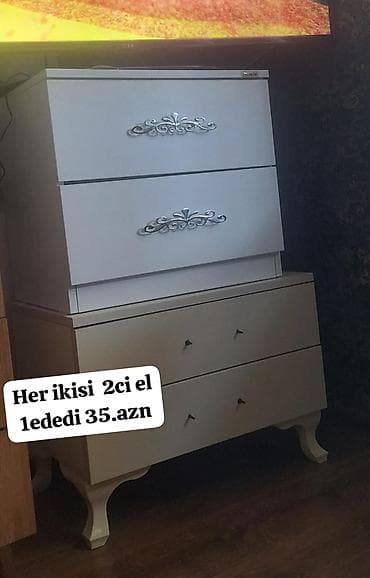 Ağ rəngli komod dəsti - 2 ədəd kiçik komod (üst-üstə yerləşdirilib lalafo.az -da Ağ rəngli komod dəsti - 2 ədəd kiçik komod (üst-üstə yerləşdirilib