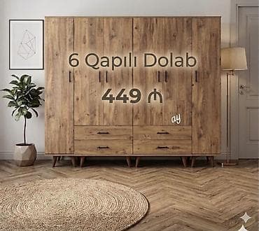 6 qapı, Siyirməli, Qəhvəyi, Taxta, Açılan, Düz dolab