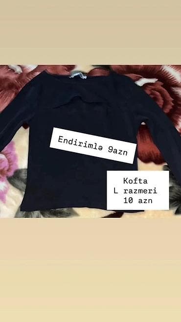 Костюмы: Qadın uzunqollu qara kofta. - Bədənə oturan kəsim - Ön hissədə kəsik — 1