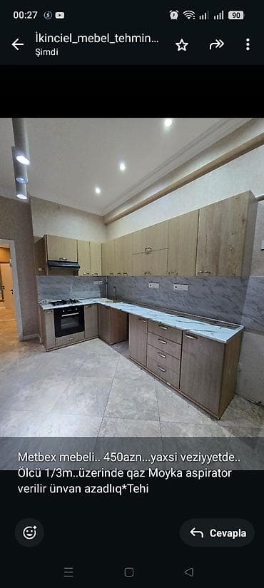 Metbex mebeli. 450azn. yaxsi veziyyetde. Ölcü 1/3m. üzerinde qaz