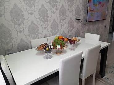 Qonaq otağı üçün, İşlənmiş, Açılmayan, Dördbucaq masa, 6 stul