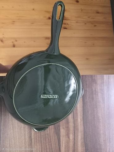 burner tava: Tava, rəng - Yaşıl, Çuqun, 26 sm, Karaca, Türkiyə — 3