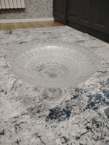 Lincoln: Çexiya xurustali ölçü 24 üzünü 35 eni Şüşə ayaqlı meyvə/süfrə qabı - — 3