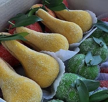 ev etirleri: Qiyməti ~1 ədədi 1 azn.Meyvə formalı ev şirniyyatları – “Şaftalı” — 2