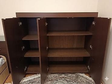 skaf islenmis: Qəhvəyi rəngli çoxseqmentli şkaf - Material: laminat/MDF taxta — 2