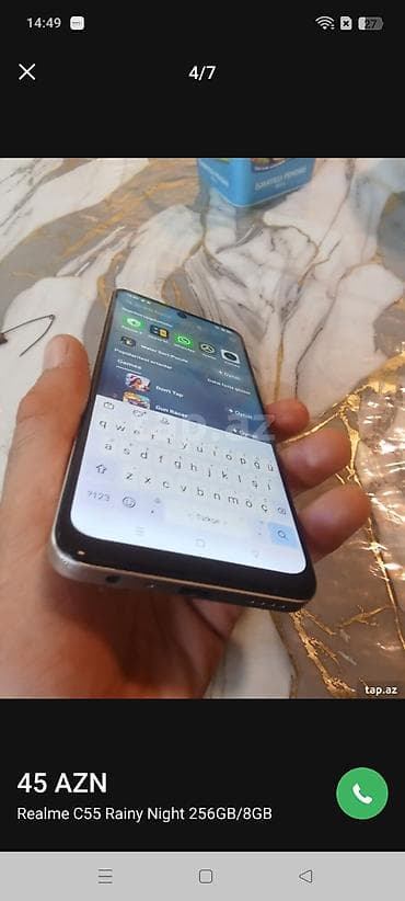 iphone x problemleri: Realme C55, 256 GB, rəng - Gümüşü, Sensor — 2