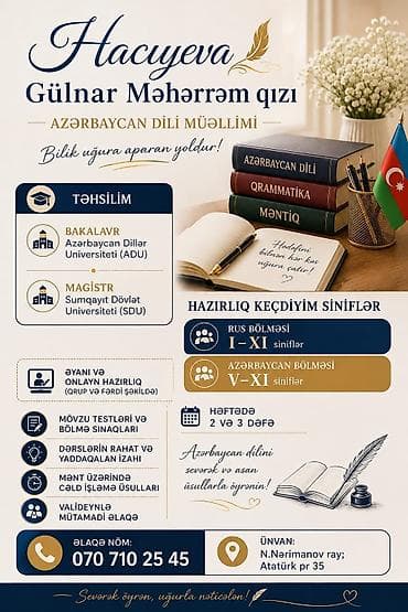 pol yonan usta: Azərbaycan dili hazırlığı – Hacıyeva Gülnar Məhərrəm qızı Təhsil: - — 1