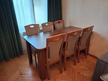 ✅Tecili Endirim edildi temiz taxta masa Desti 280 AZN masa açılır 6 — 1