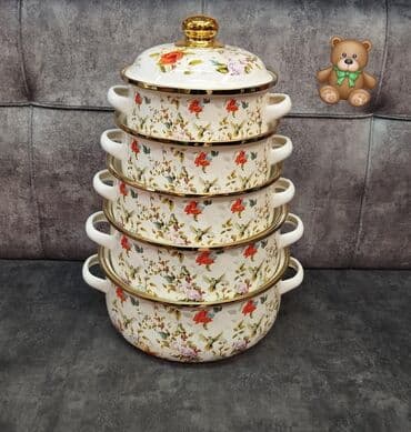 Emal qazan 5 li dəsti-49 ₼ Ölcü-16-18-20-22-24sm Emal qazan