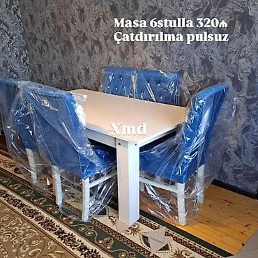 Masa və 6 stul dəsti - Komplekt: 1 yemək masası + 6 ədəd stul -
