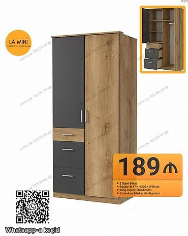 2 qapılı, Siyirməli, Digər rəng, Açılan, Düz dolab